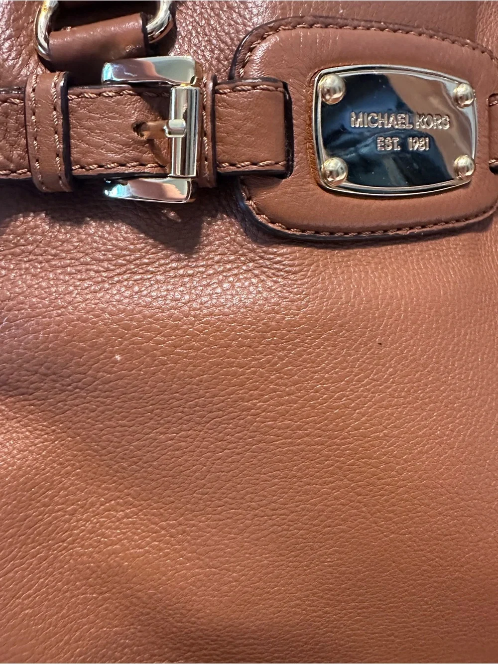 Michael Kors Cognac Brown Leather Satchel with Top Handles